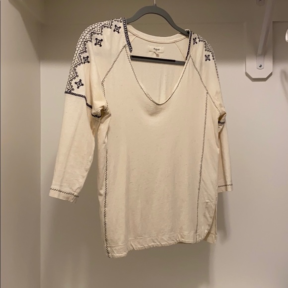 Madewell Tops - Madewell 3/4 Sleeve Embroidered shirt